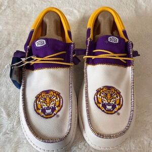 HEYDUDE Men Wally Tri LSU Purple Gold Slip On‎ Shoes Size 11 NWT